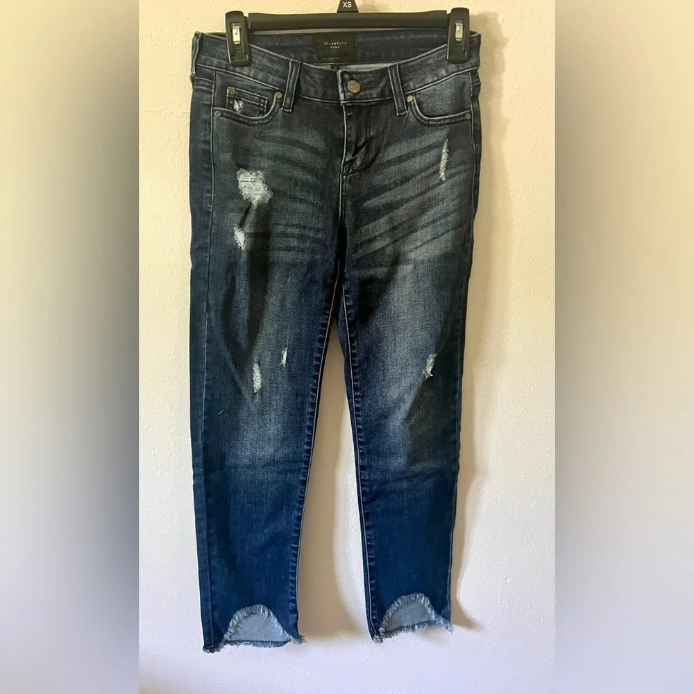 Celebrity Pink Distressed Straight Leg Denim Jean - 1/25 - Picture 2 of 4